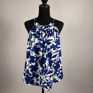 Joress | Halter Top Blouse | 0XL | Blue Floral NEW